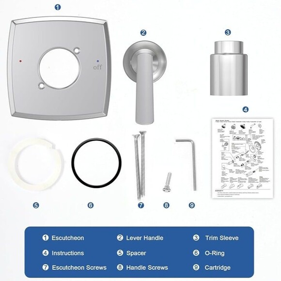 Replacement for Ashlyn 14 Series Single-Function Shower Valve Trim Kit - Picture 6 of 7